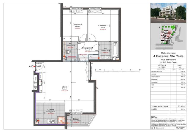 Appartement F3 à vendre - 3 pièces - 73.5 m2 - ST CLOUD - 92 - ILE-DE-FRANCE - Century 21 Solution Immobilière