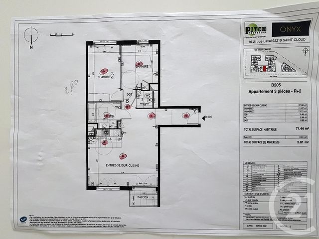 Appartement F3 à vendre - 3 pièces - 71.66 m2 - ST CLOUD - 92 - ILE-DE-FRANCE - Century 21 Solution Immobilière